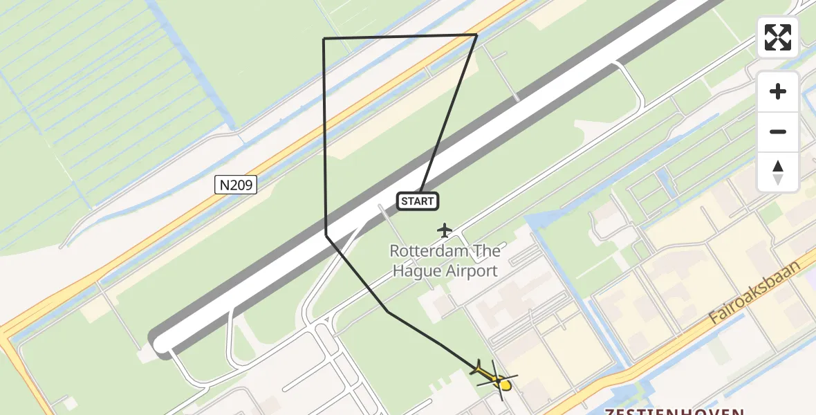 Routekaart van de vlucht: Lifeliner 2 naar Rotterdam The Hague Airport, Brandenburgbaan