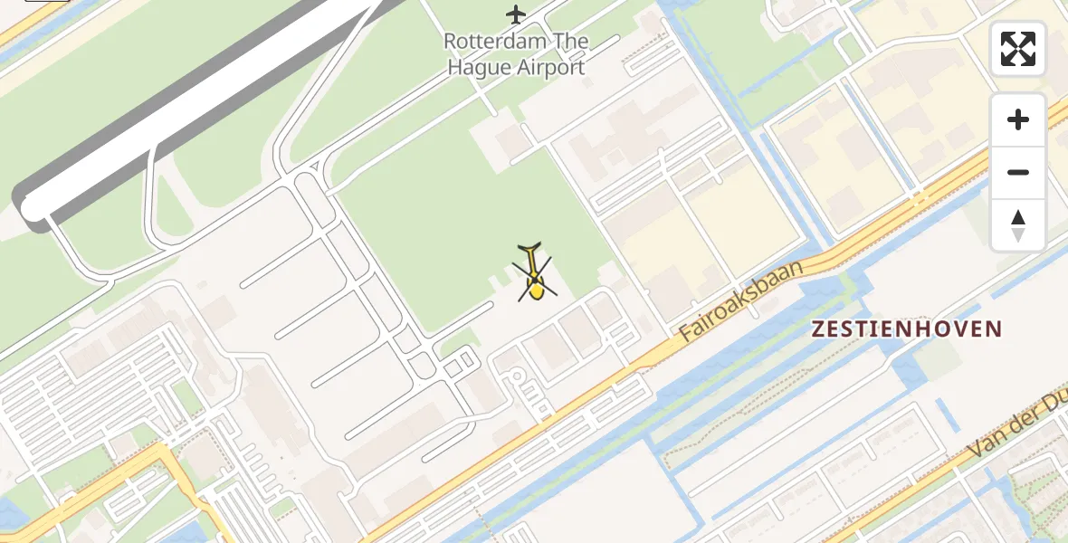 Routekaart van de vlucht: Politieheli naar Rotterdam The Hague Airport