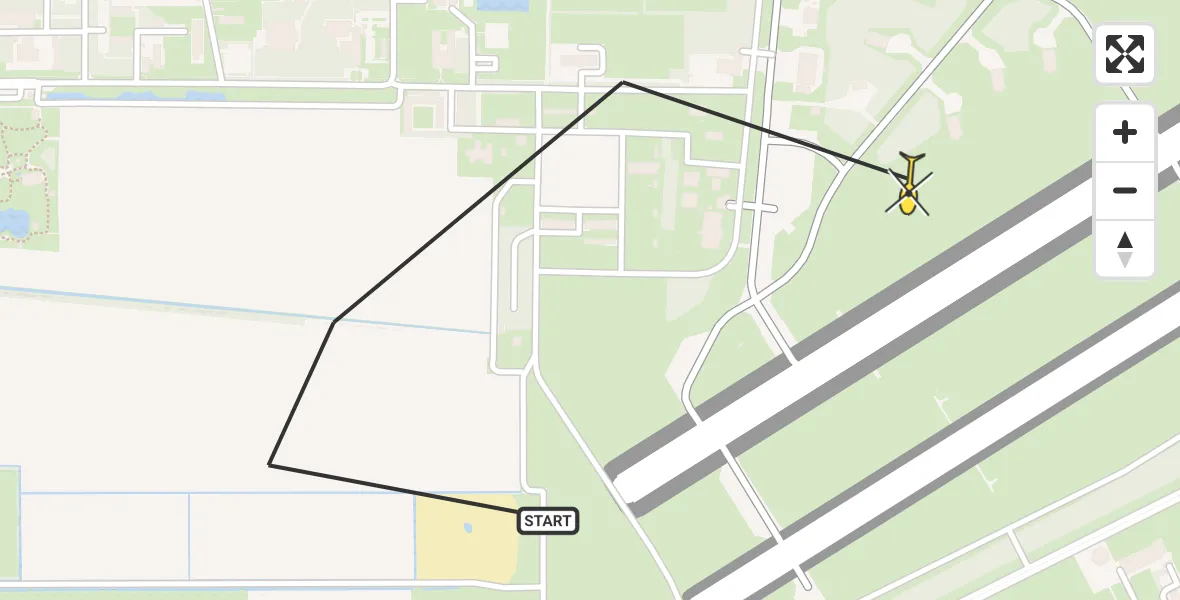 Routekaart van de vlucht: Politieheli naar Vliegbasis Volkel, Zeelandsedijk