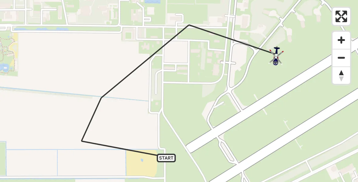 Vluchtroute Politiehelikopter van Vliegbasis Volkel naar Vliegbasis Volkel