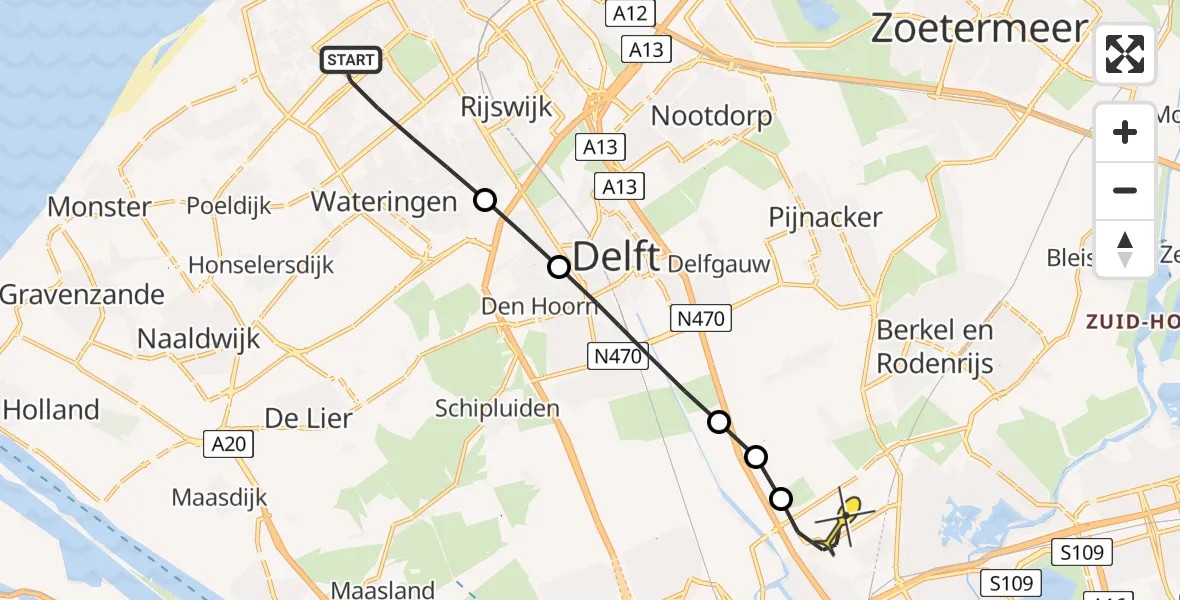 Routekaart van de vlucht: Lifeliner 2 naar Rotterdam The Hague Airport, Meppelweg