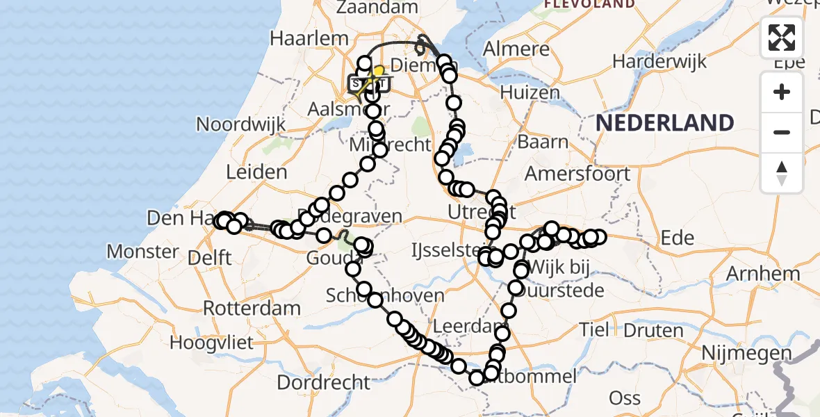 Routekaart van de vlucht: Politiehelikopter naar Schiphol, Loevesteinse Randweg