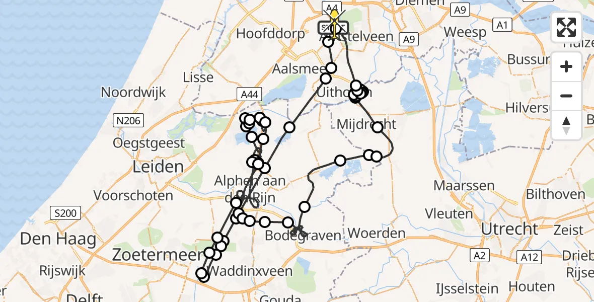 Vluchtroute Politiehelikopter van Schiphol naar Schiphol