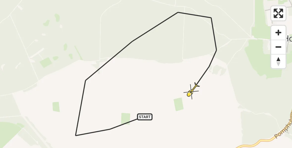 Routekaart van de vlucht: Politiehelikopter naar Hoog Soeren, Dassenberg