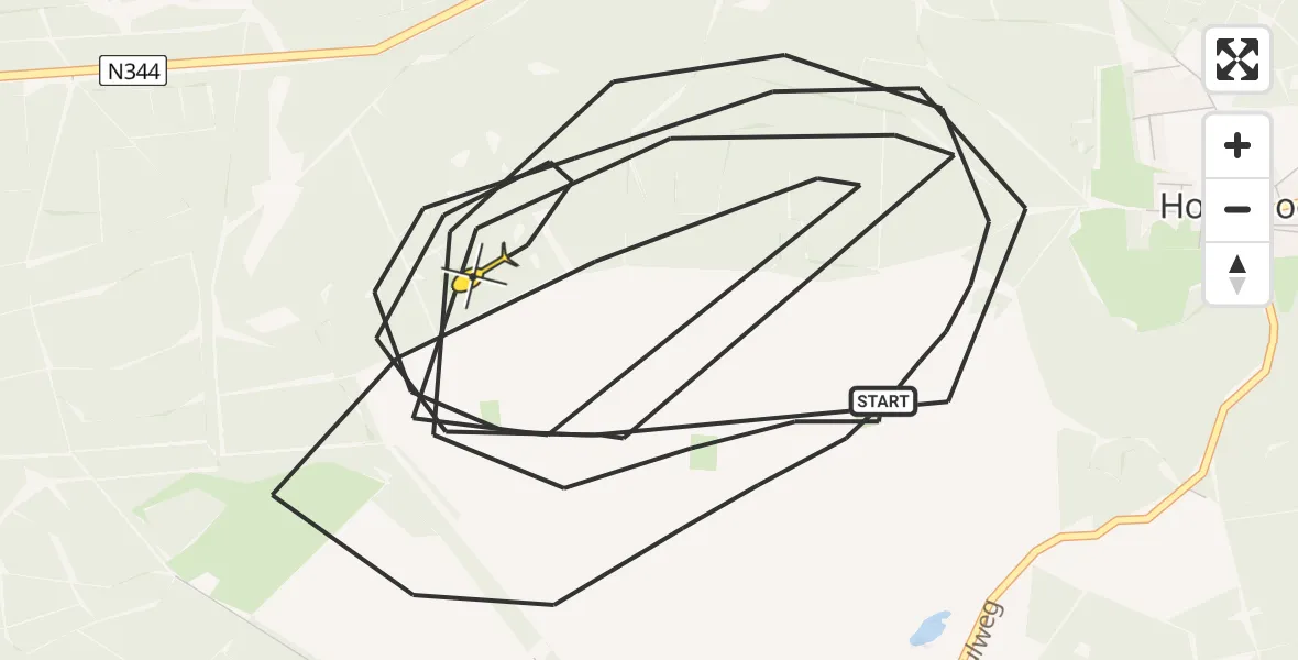 Routekaart van de vlucht: Politiehelikopter naar Hoog Soeren, Pomphulweg