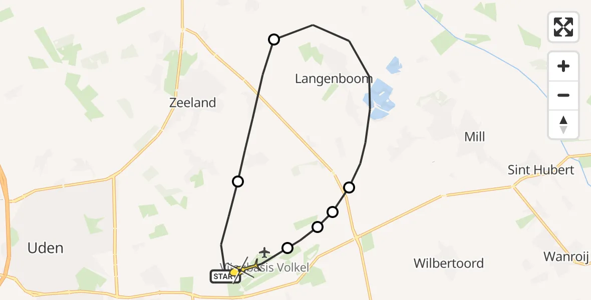 Routekaart van de vlucht: Lifeliner 3 naar Vliegbasis Volkel, Houtvennen