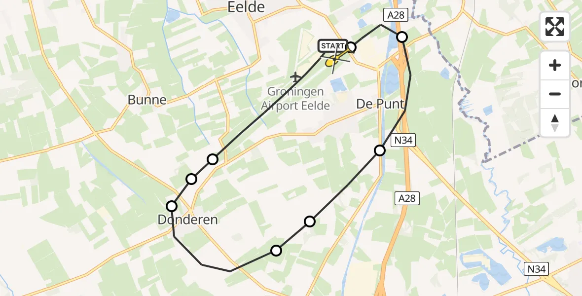 Routekaart van de vlucht: Lifeliner 4 naar Groningen Airport Eelde, Lugtenbergerweg