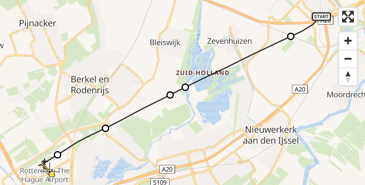 Routekaart van de vlucht: Lifeliner 2 naar Rotterdam The Hague Airport, Exportweg