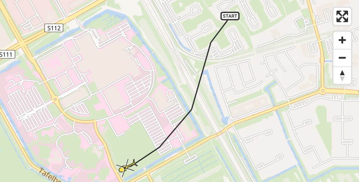 Routekaart van de vlucht: Lifeliner 1 naar Academisch Medisch Centrum (AMC), Helipad