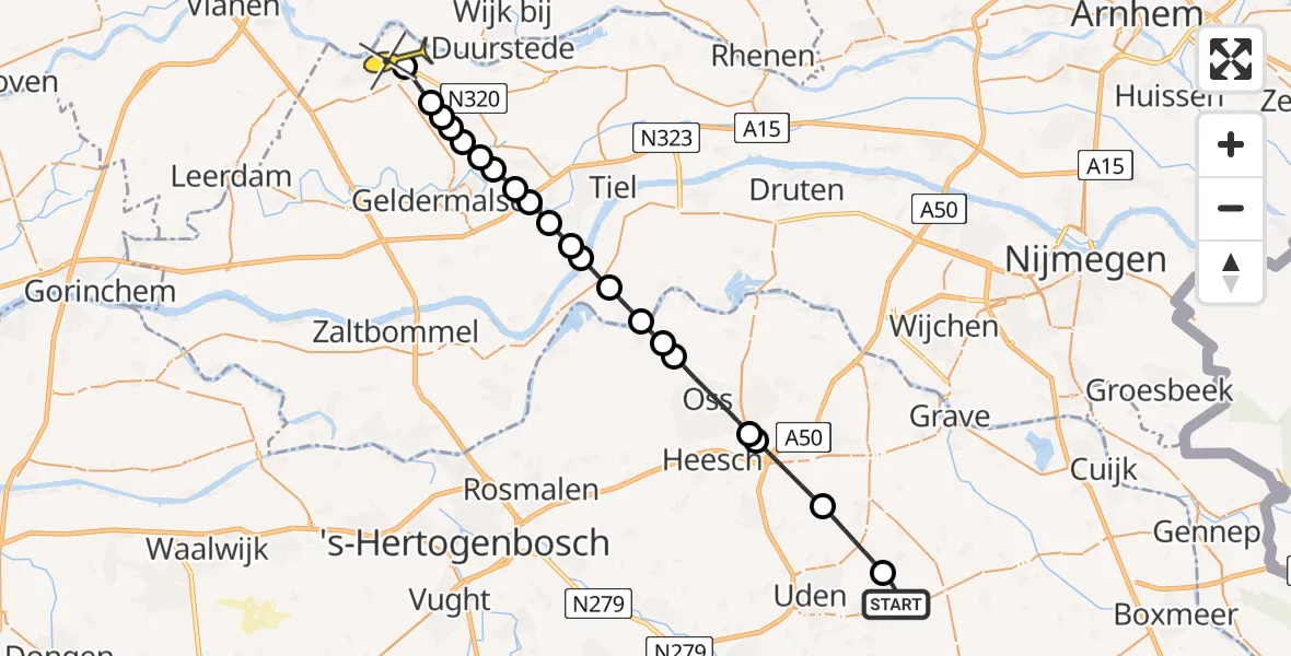 Routekaart van de vlucht: Lifeliner 3 naar Culemborg, Houtvennen