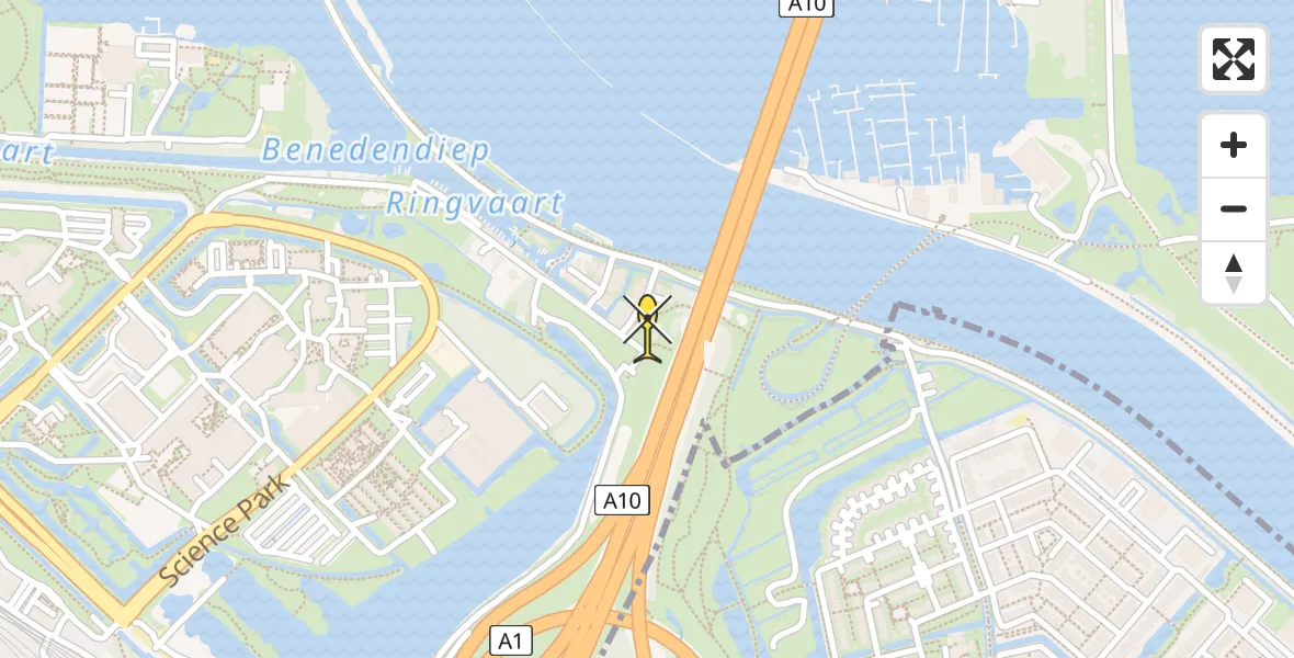 Routekaart van de vlucht: Lifeliner 1 naar Amsterdam