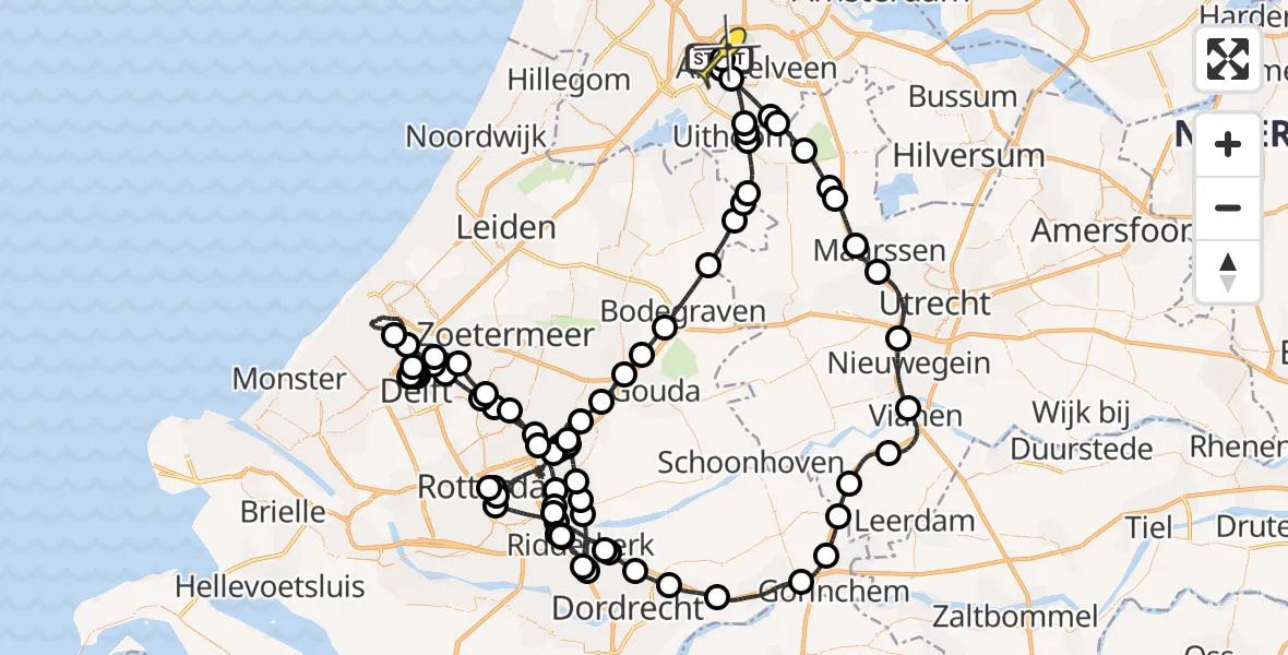 Vluchtroute Politiehelikopter van Schiphol naar Schiphol