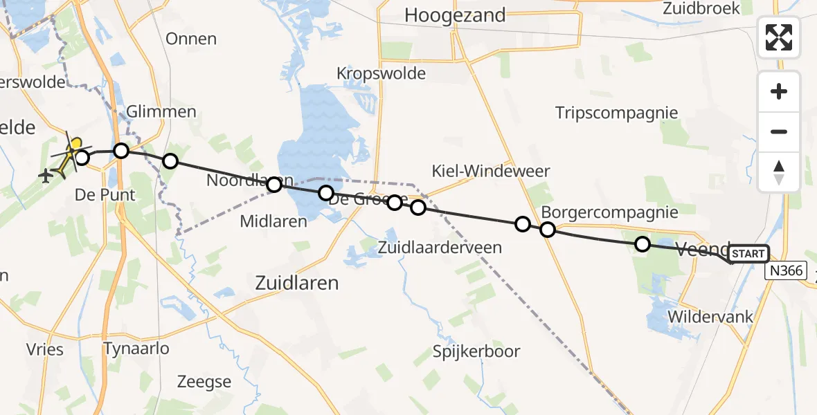 Routekaart van de vlucht: Lifeliner 4 naar Groningen Airport Eelde, Straat Bali