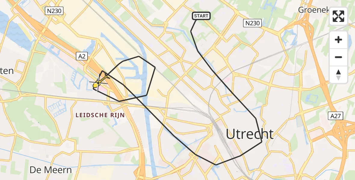 Routekaart van de vlucht: Lifeliner 2 naar Utrecht, Geuzenplantsoen