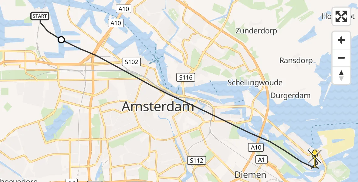 Routekaart van de vlucht: Lifeliner 1 naar Amsterdam, Bosporushaven