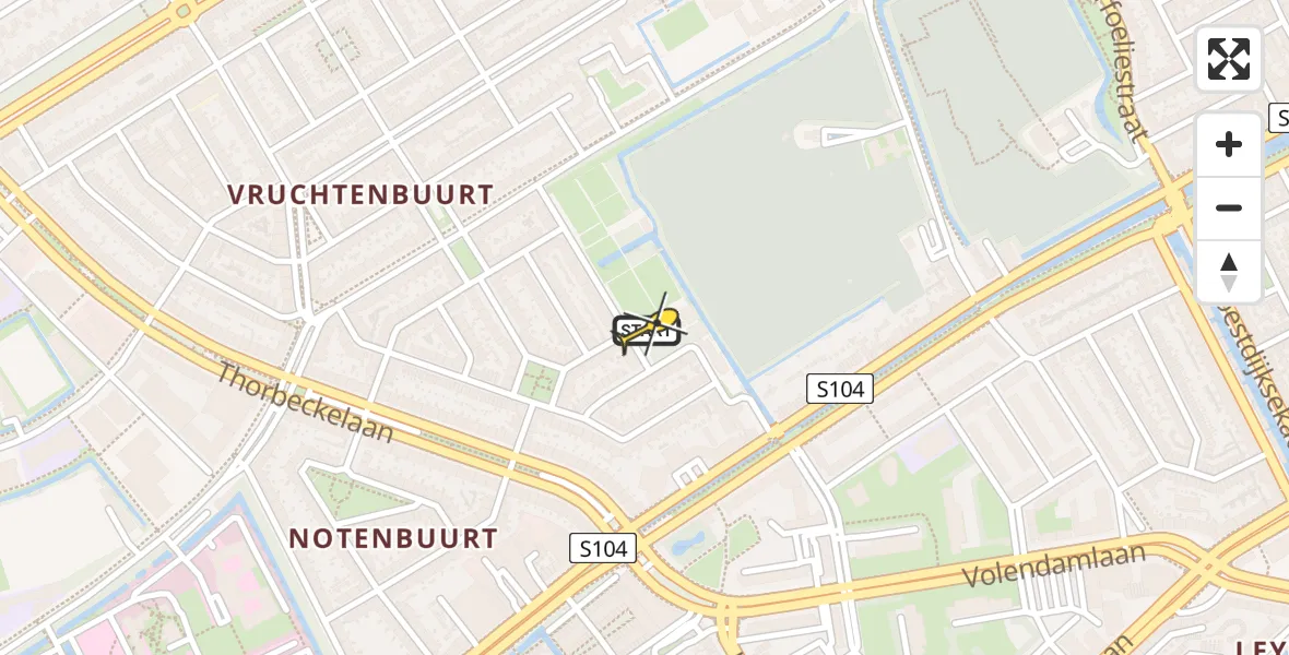 Routekaart van de vlucht: Lifeliner 2 naar Den Haag, Bosbesstraat