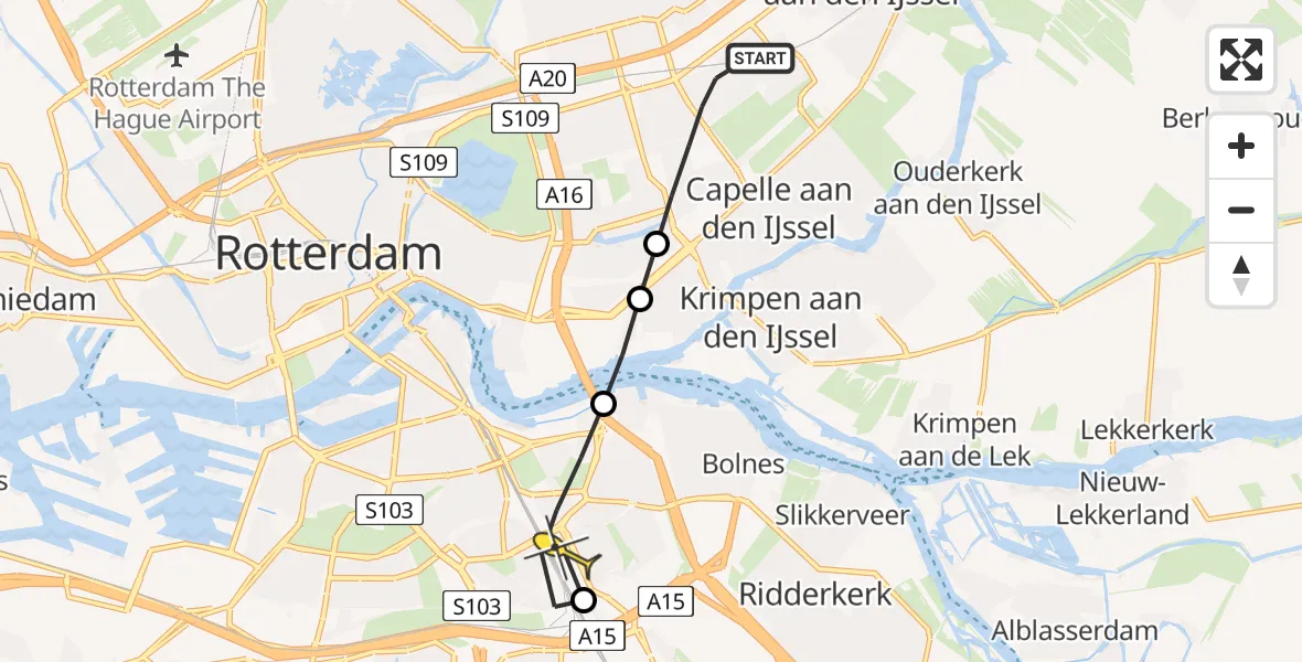 Routekaart van de vlucht: Lifeliner 2 naar Rotterdam, Klepperdans