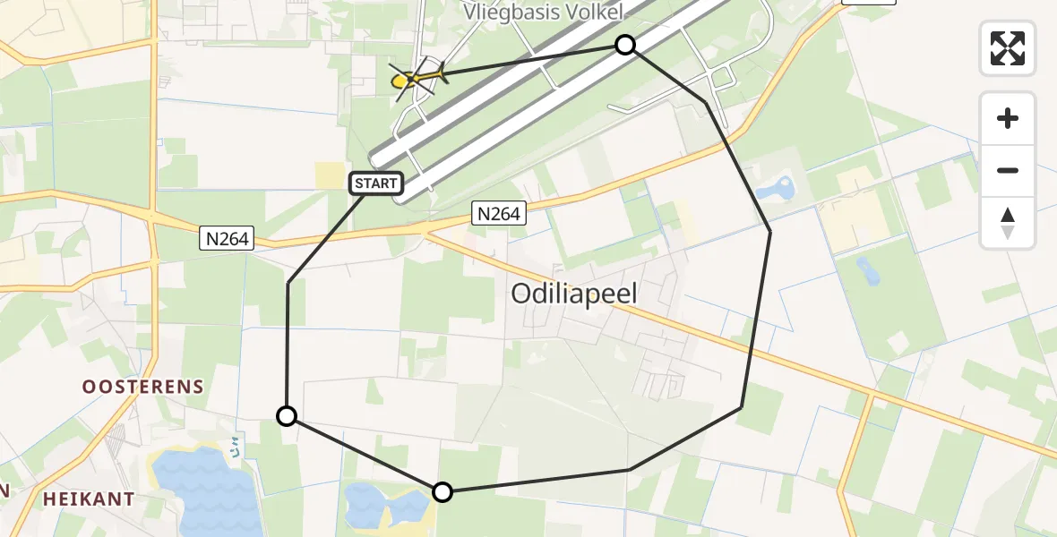 Routekaart van de vlucht: Lifeliner 3 naar Vliegbasis Volkel, Oosterheidestraat