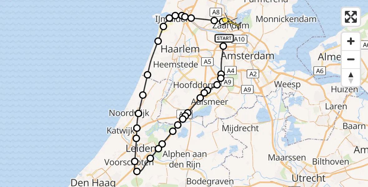 Routekaart van de vlucht: Lifeliner 1 naar Zaandam, Westpoort