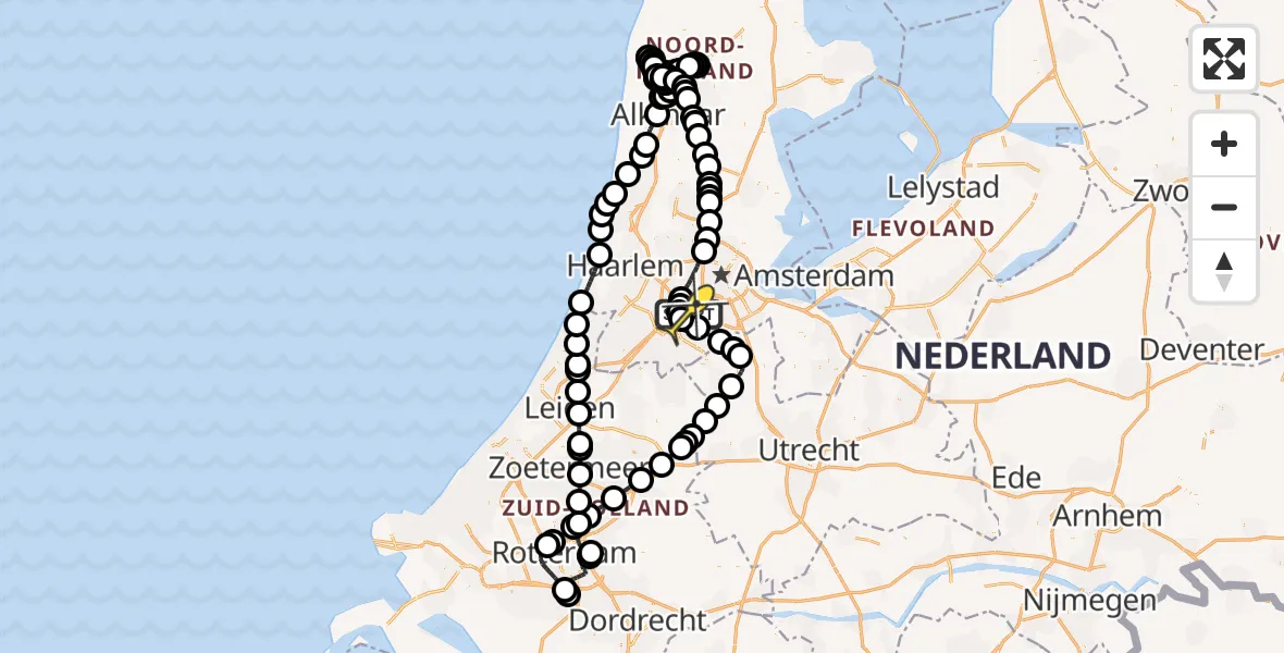 Vluchtroute Politiehelikopter van Schiphol naar Schiphol