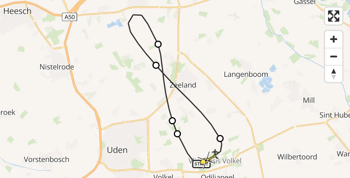 Routekaart van de vlucht: Lifeliner 3 naar Vliegbasis Volkel, Zeelandsedijk