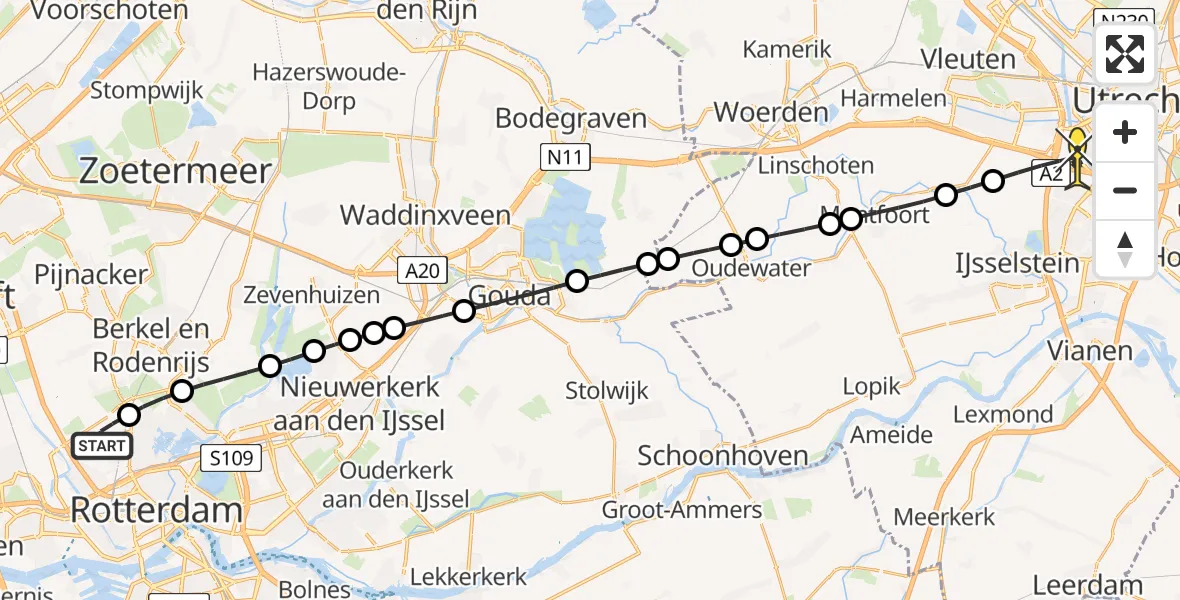 Routekaart van de vlucht: Lifeliner 2 naar Utrecht, Bovendijk