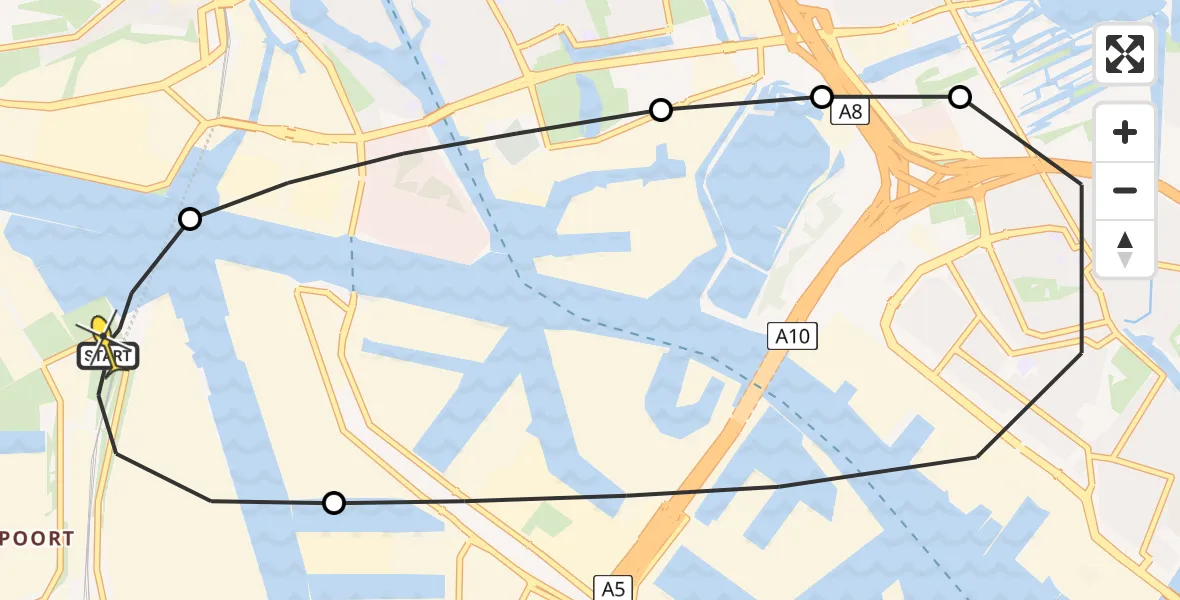 Routekaart van de vlucht: Lifeliner 1 naar Amsterdam Heliport, Maltaweg