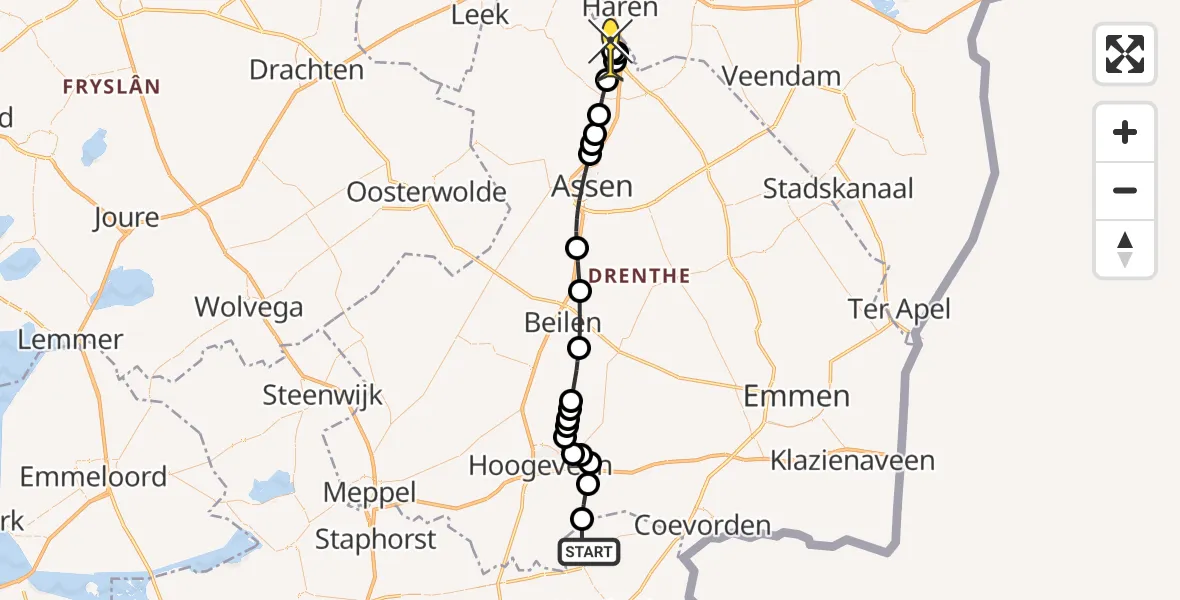 Routekaart van de vlucht: Lifeliner 4 naar Groningen Airport Eelde, Troostenweg