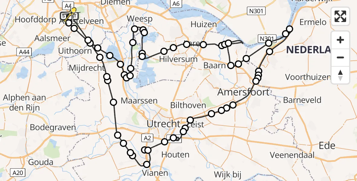 Routekaart van de vlucht: Politieheli naar Schiphol, Thermiekstraat