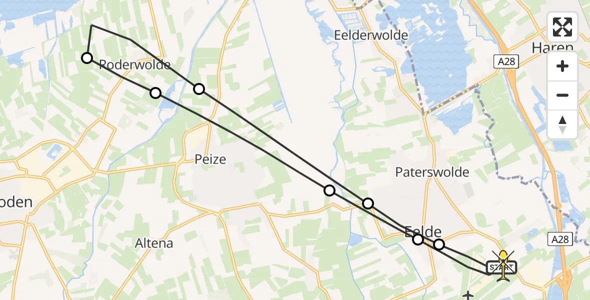 Routekaart van de vlucht: Lifeliner 4 naar Groningen Airport Eelde, Eskampenweg