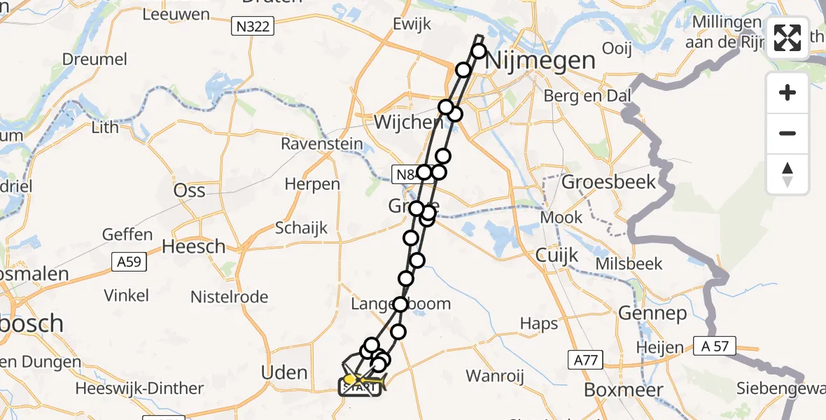 Routekaart van de vlucht: Lifeliner 3 naar Vliegbasis Volkel, Trentse Bossen