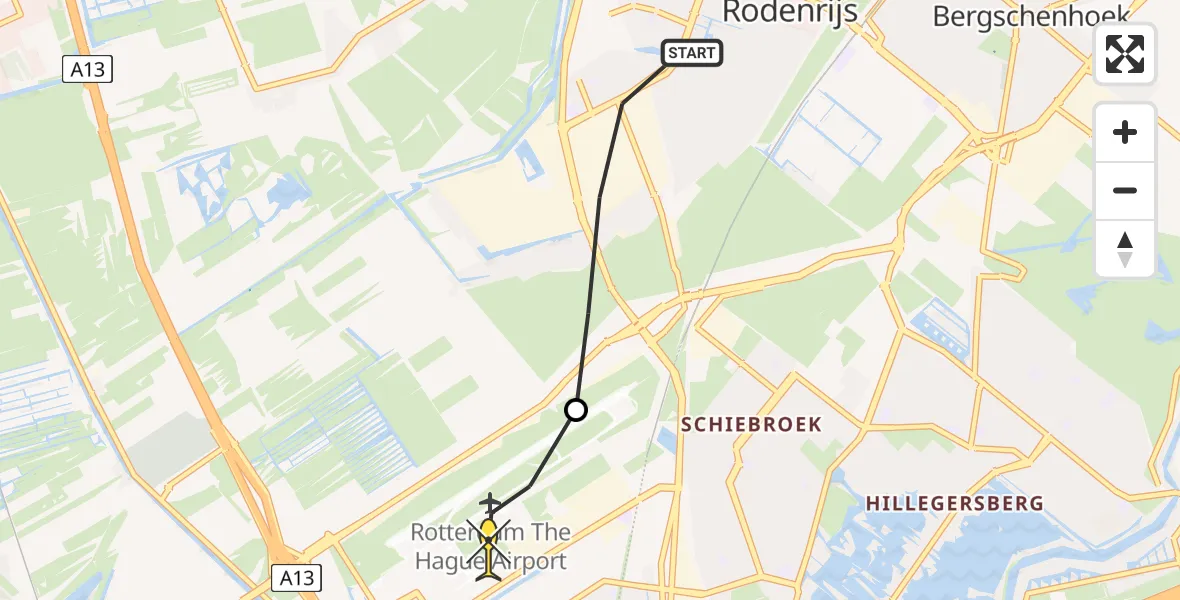 Routekaart van de vlucht: Lifeliner 2 naar Rotterdam The Hague Airport, Hertzstraat