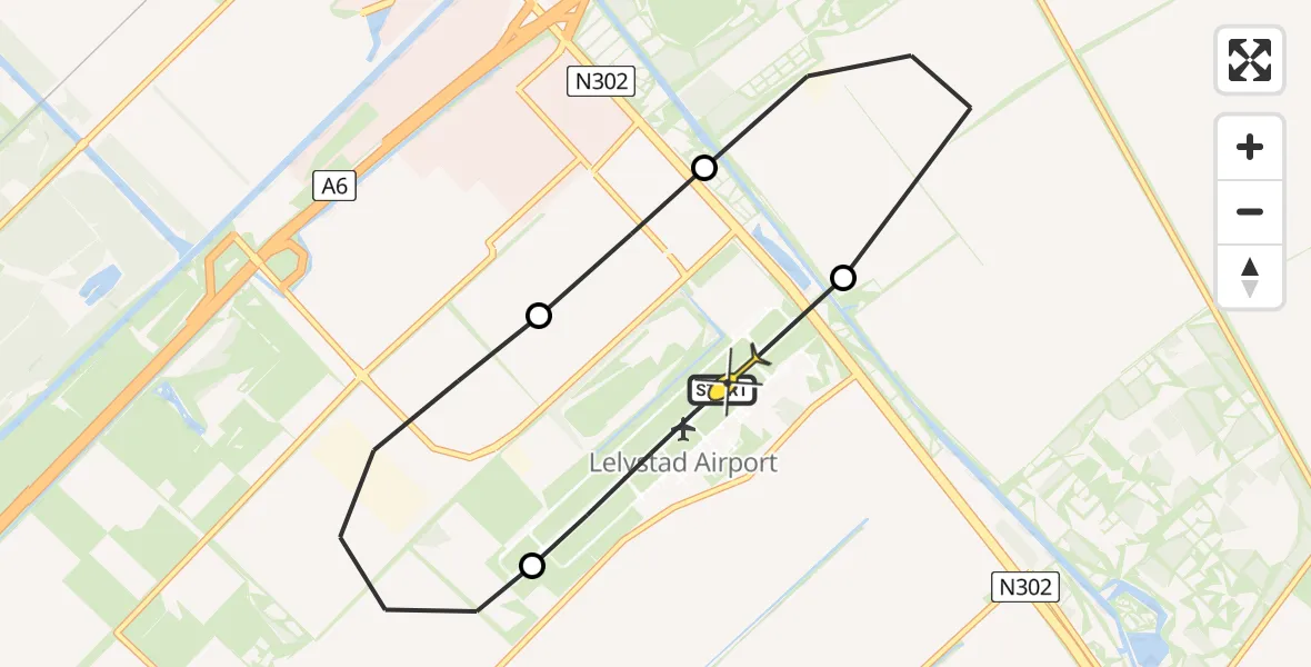 Routekaart van de vlucht: Politieheli naar Lelystad Airport, Talingweg