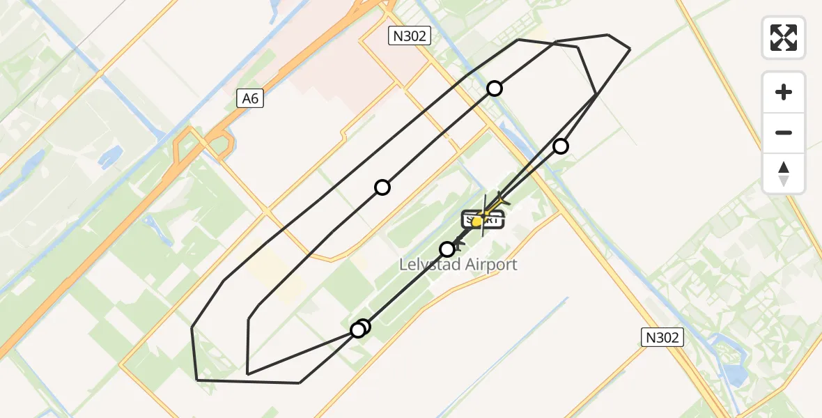 Routekaart van de vlucht: Politieheli naar Lelystad Airport, Eendenweg