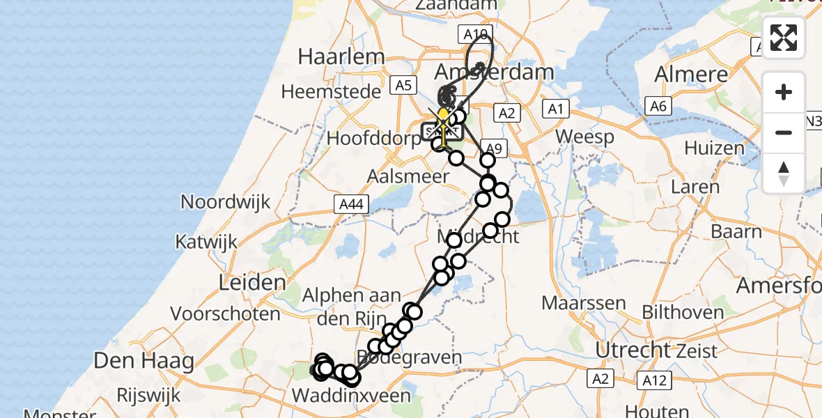 Routekaart van de vlucht: Politieheli naar Schiphol, Westerkimweg