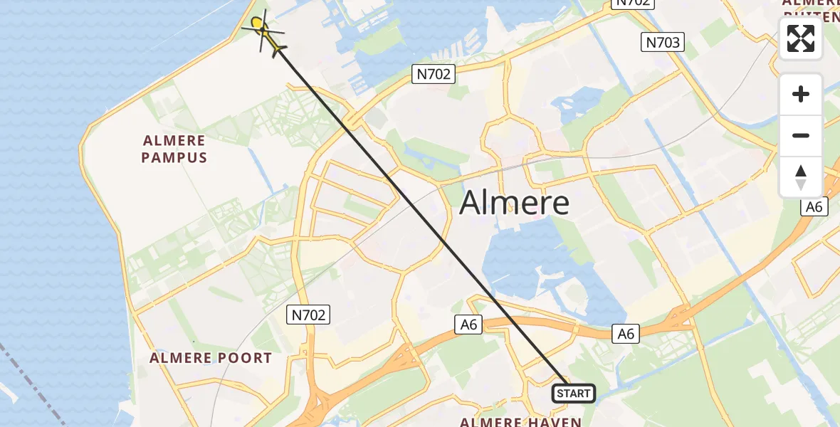 Routekaart van de vlucht: Politiehelikopter naar Almere, Busbaan
