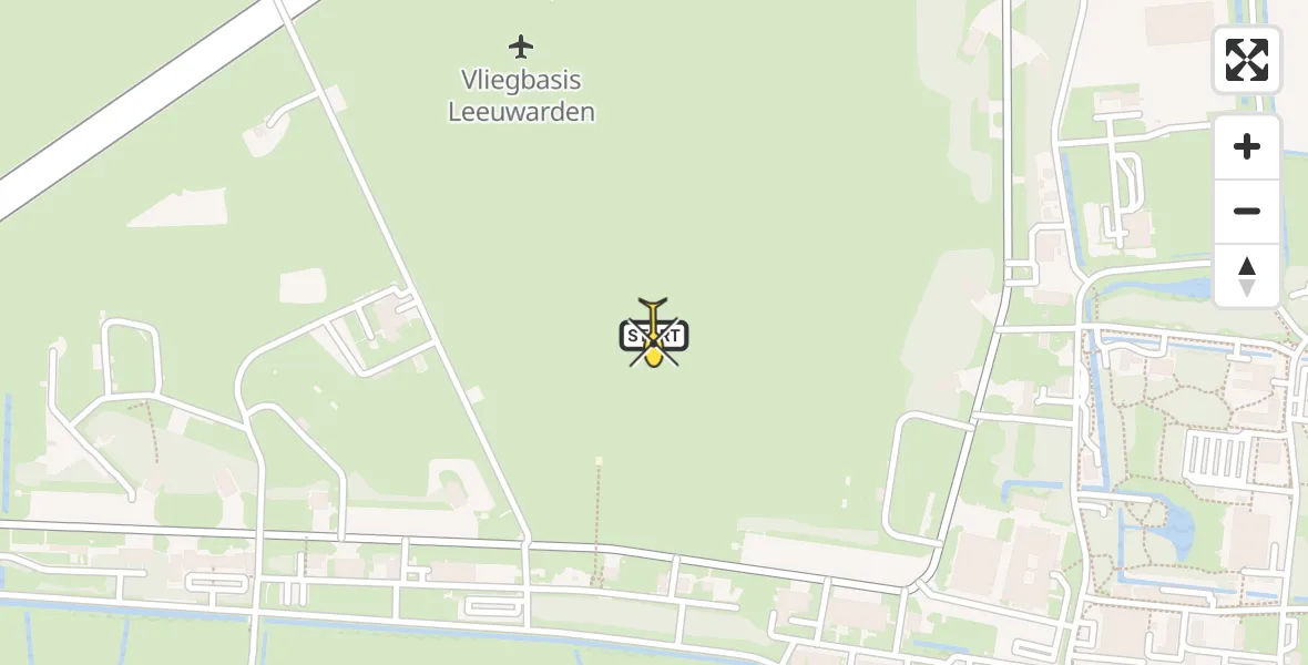 Vluchtroute Ambulancehelikopter van Vliegbasis Leeuwarden naar Vliegbasis Leeuwarden