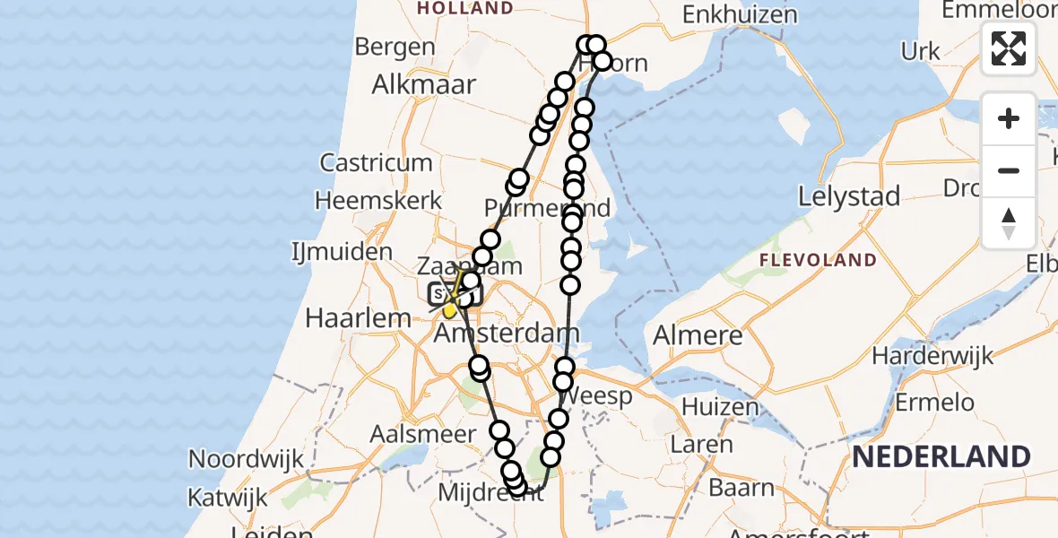 Routekaart van de vlucht: Lifeliner 1 naar Amsterdam Heliport, Lipariweg