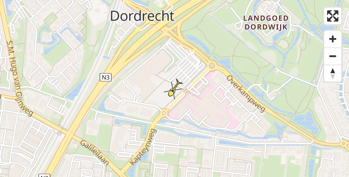 Routekaart van de vlucht: Lifeliner 2 naar Dordrecht