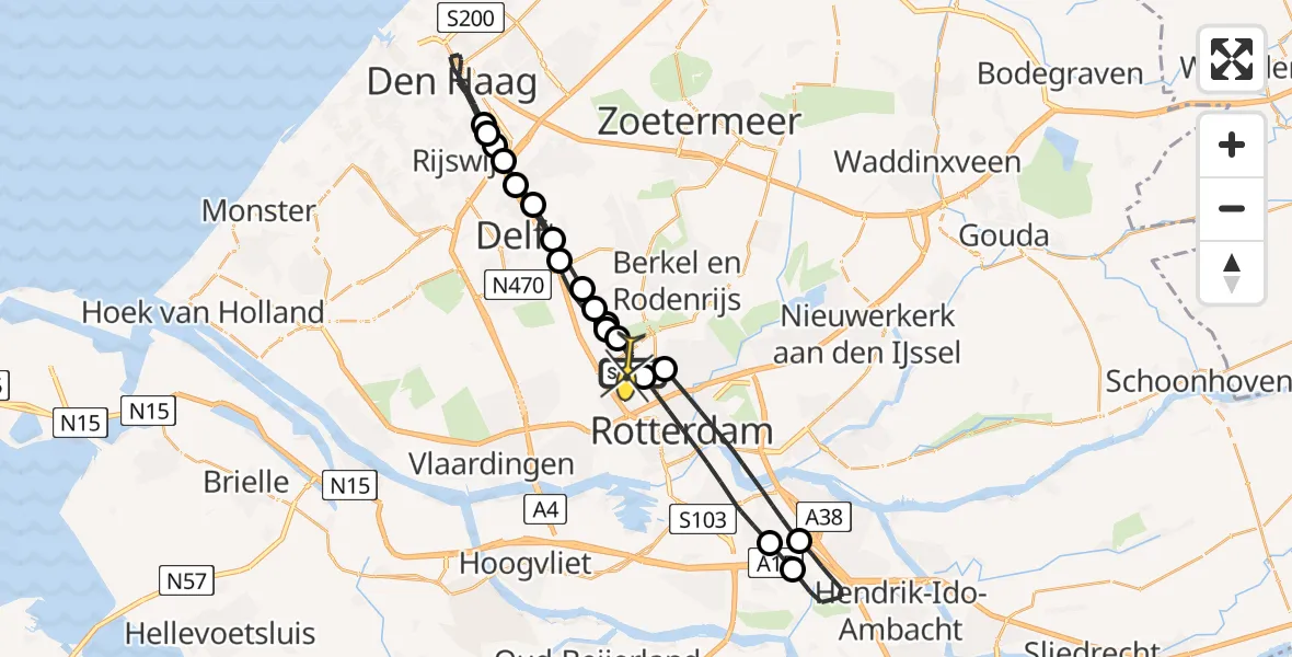 Routekaart van de vlucht: Lifeliner 2 naar Rotterdam The Hague Airport, Zestienhoven