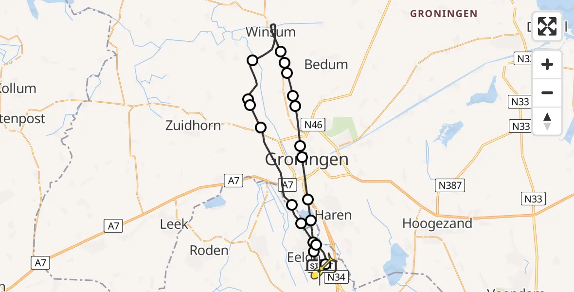 Routekaart van de vlucht: Lifeliner 4 naar Groningen Airport Eelde, Esweg