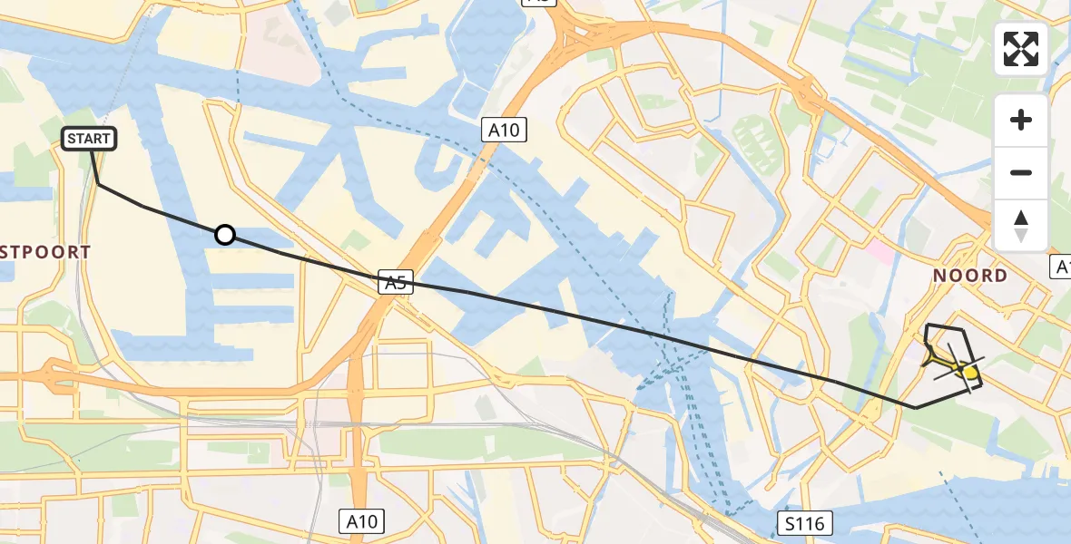 Routekaart van de vlucht: Lifeliner 1 naar Amsterdam, Sonthaven