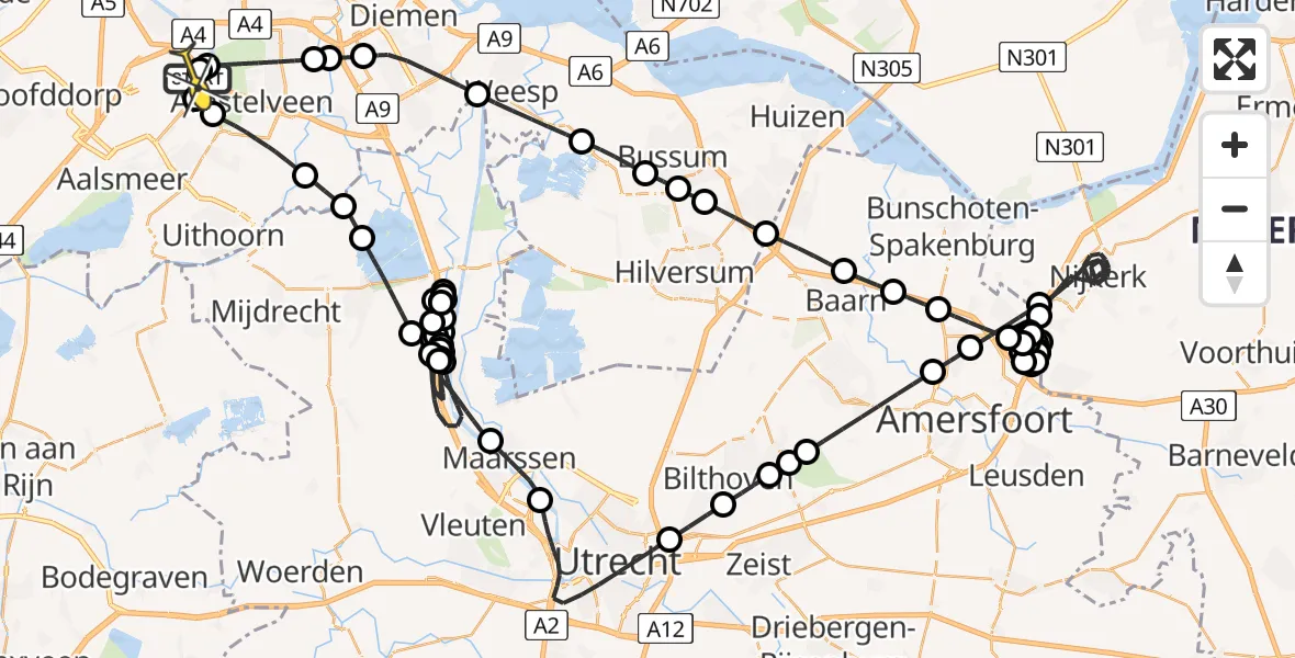 Routekaart van de vlucht: Politieheli naar Schiphol, Thermiekstraat