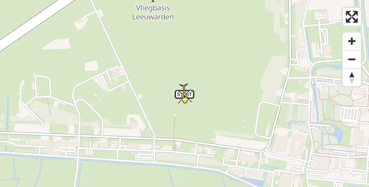 Vluchtroute Ambulancehelikopter van Vliegbasis Leeuwarden naar Vliegbasis Leeuwarden