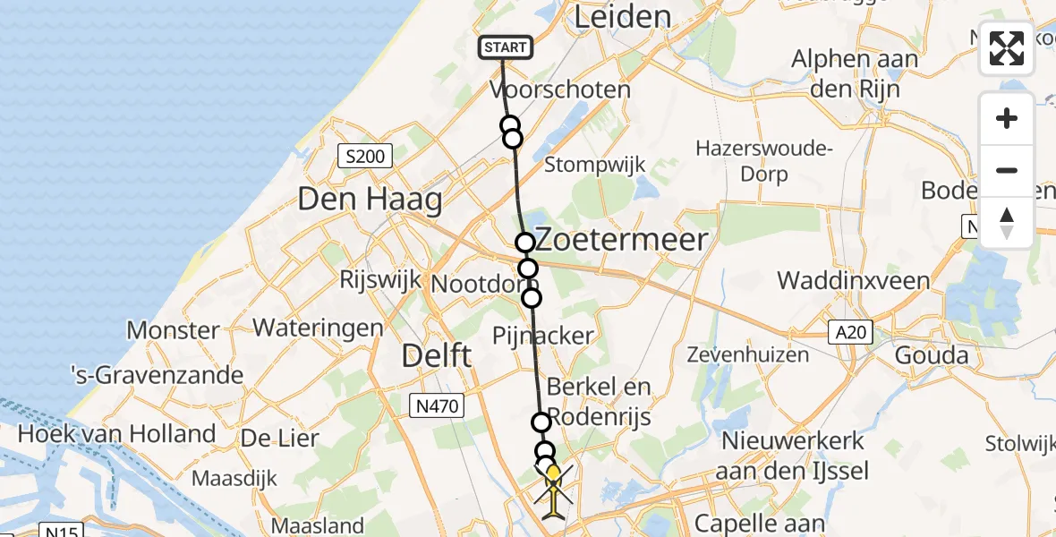 Routekaart van de vlucht: Lifeliner 2 naar Rotterdam The Hague Airport, Raaphorst