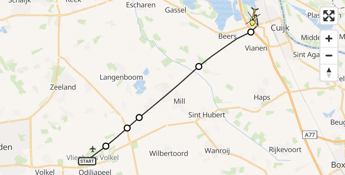 Routekaart van de vlucht: Lifeliner 3 naar Cuijk, Zeelandsedijk