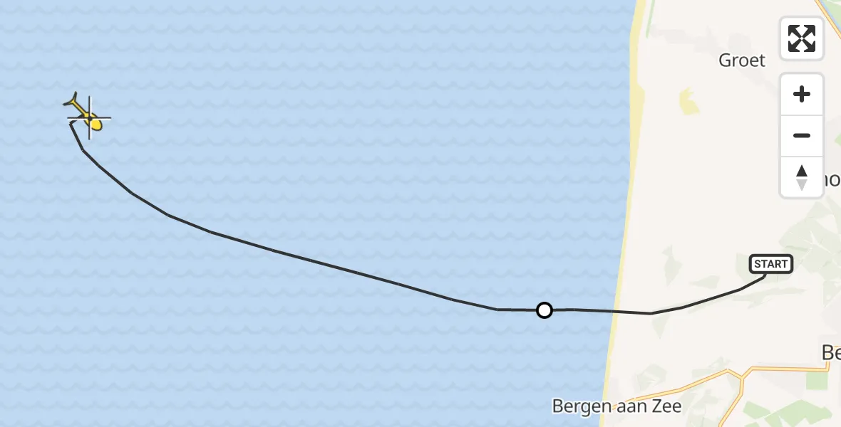 Routekaart van de vlucht: Kustwachthelikopter naar Doodweg