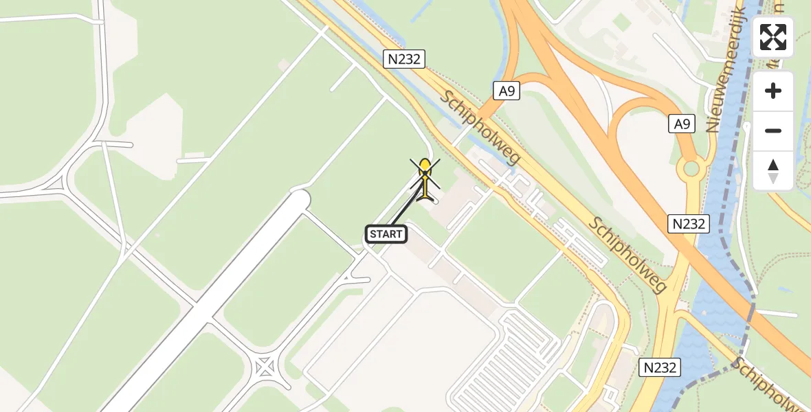 Vluchtroute Politiehelikopter van Schiphol naar Schiphol