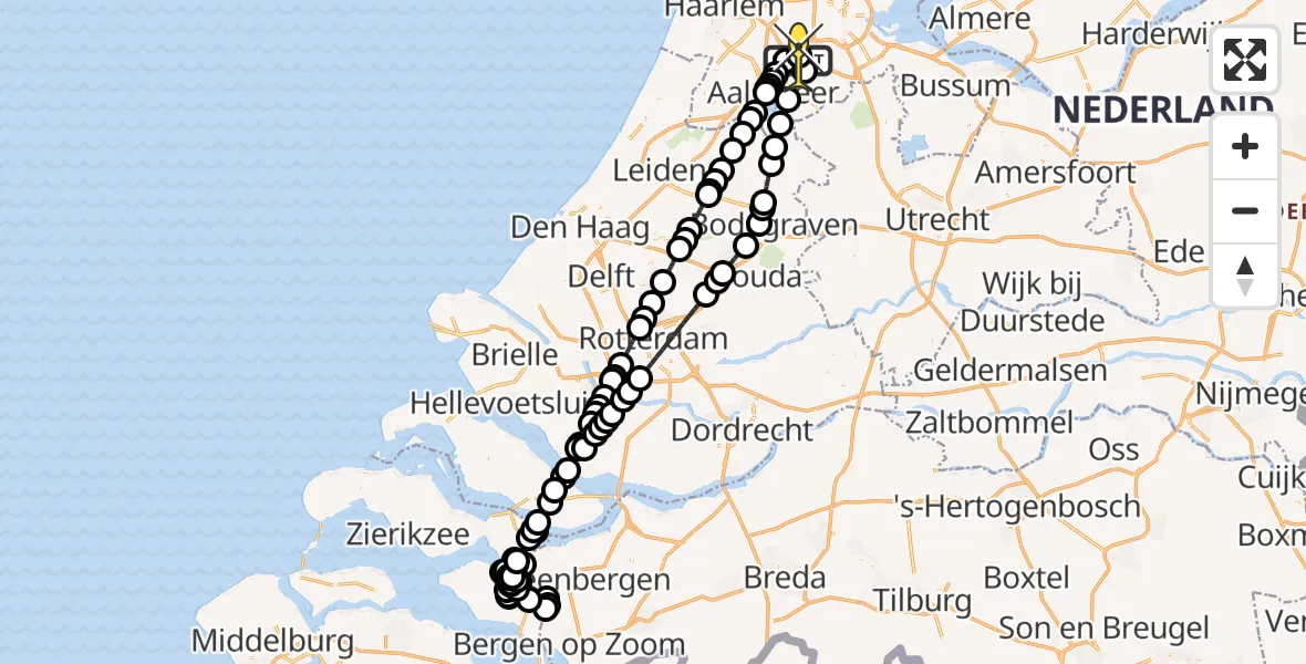 Routekaart van de vlucht: Politieheli naar Schiphol, Loevesteinse Randweg