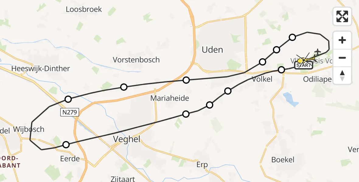 Routekaart van de vlucht: Lifeliner 3 naar Vliegbasis Volkel, Rondweg Volkel